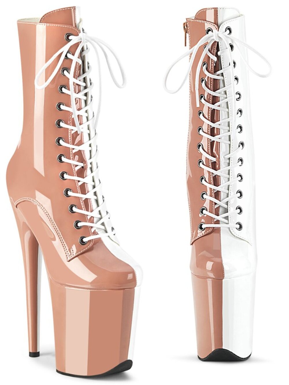 8" Heel 4" Platform Two Tone Lace-Up Ankle Boots | Festival Rave Party Shoes